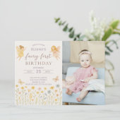 Magical Fairy Erster Geburtstag Einladung mit Foto (Stehend Vorderseite)