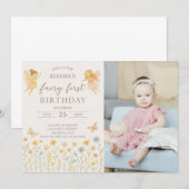 Magical Fairy Erster Geburtstag Einladung mit Foto (Vorne/Hinten)