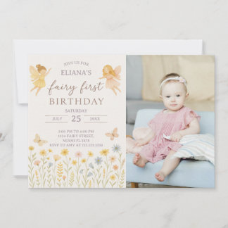 Magical Fairy Erster Geburtstag Einladung mit Foto