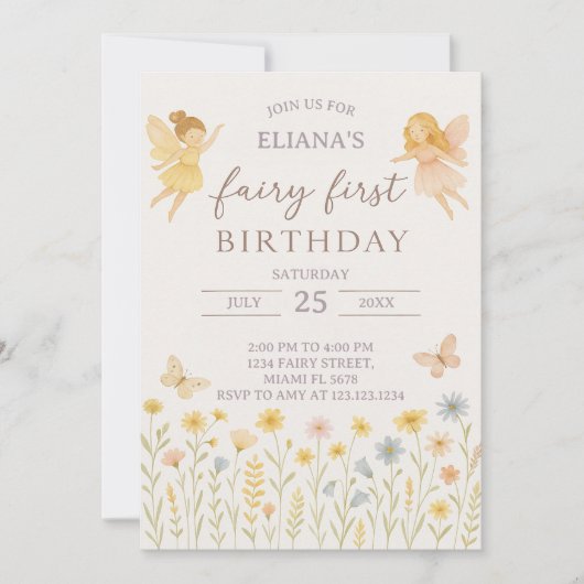 Magical Fairy First Birthday Einladung (Vorderseite)