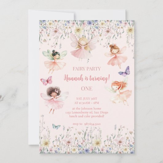 Magical Fairy First Birthday, Fairy Bash Einladung (Vorderseite)