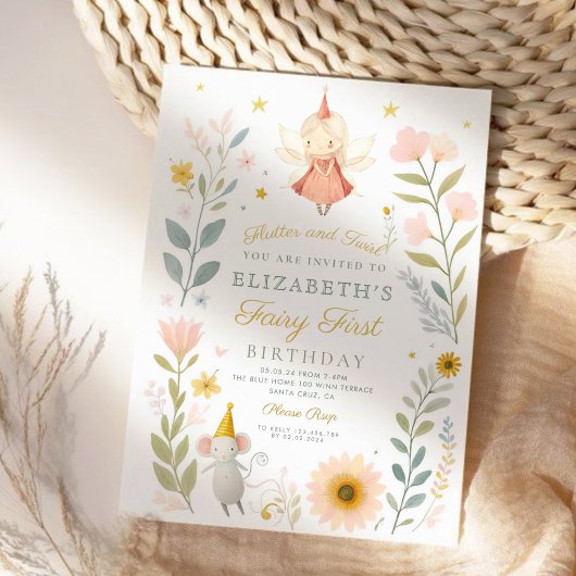 Magical Fairy First Birthday Mushroom Woodland Einladung