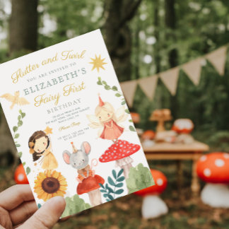 Magical Fairy First Birthday Mushroom Woodland Inv Einladung