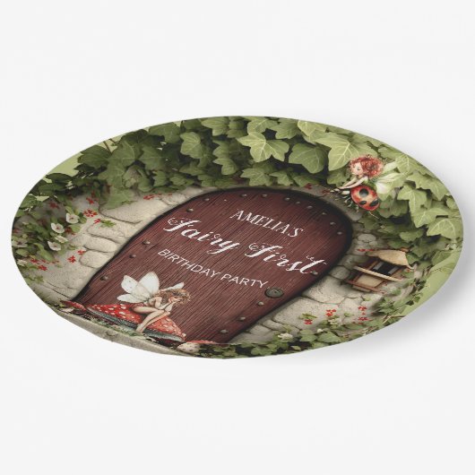 Magical Fairy First Birthday Party Pappteller (Schrägansicht)