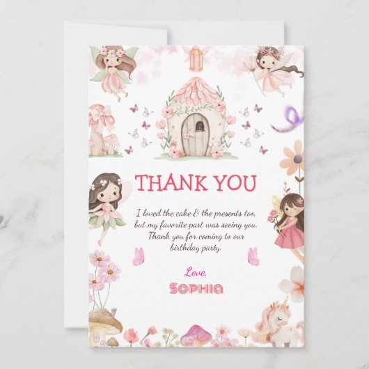 Magical Fairy First Birthday Thank You cards  Dankeskarte (Vorderseite)