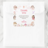 Magical Fairy First Birthday Thank You cards  Quadratischer Aufkleber (Tasche)