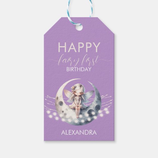 Magical Fairy First Girl Happy Birthday Geschenkanhänger (Vorderseite)