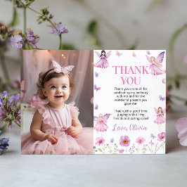 Magical Fairy Floral Garden Pastel Birthday Photo Dankeskarte