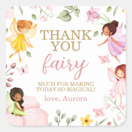Magical Fairy Floral Geburtstag Danke für Ihre Unt Quadratischer Aufkleber