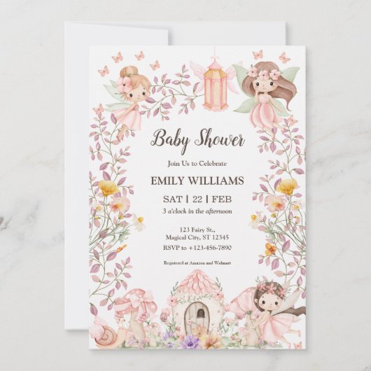 Magical Fairy Garden Baby Shower Invitatio Einladung (Vorderseite)
