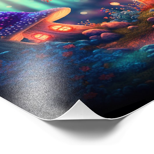 Magical Fairy Garden Schmetterlinge Pilzsaal Hütte Fotodruck (Ecke)