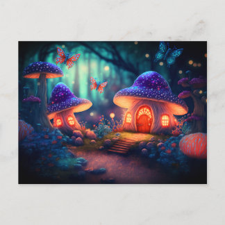 Magical Fairy Garden Schmetterlinge Pilzsaal Hütte Postkarte