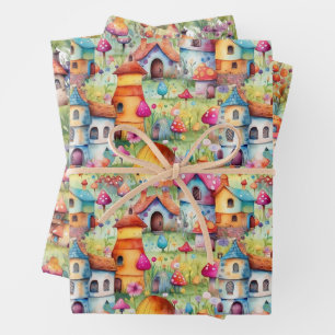 MAGICAL FAIRY HOUSES AND FAIRY VILLAGE GIFT GESCHENKPAPIER SET