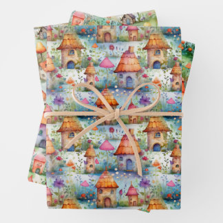 MAGICAL FAIRY HOUSES AND FAIRY VILLAGE GIFT GESCHENKPAPIER SET