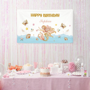 Magical Fairy Mermaid Girl's Birthday Party Banner