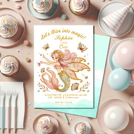 Magical Fairy Mermaid Girl's Birthday Party Einladung