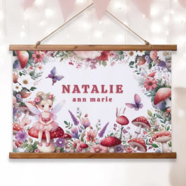 Magical Fairy Mushroom Garden Personalisiert Name Wandteppich Mit Holzrahmen