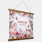 Magical Fairy Mushroom Garden Personalisiert Name Wandteppich Mit Holzrahmen (Gewinkelt)
