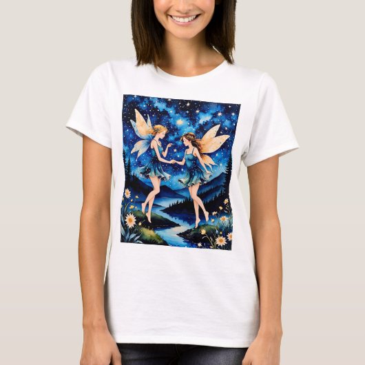 Magical Fairy Night Sky Fantasy Art T - Shirt (Vorderseite)