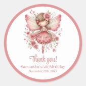 Magical Fairy Pink Floral Girl Birthday Stickers (Vorderseite)