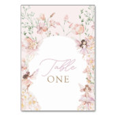 Magical Fairy Pink Floral Girls Geburtstag Tischnummer (Vorderseite)