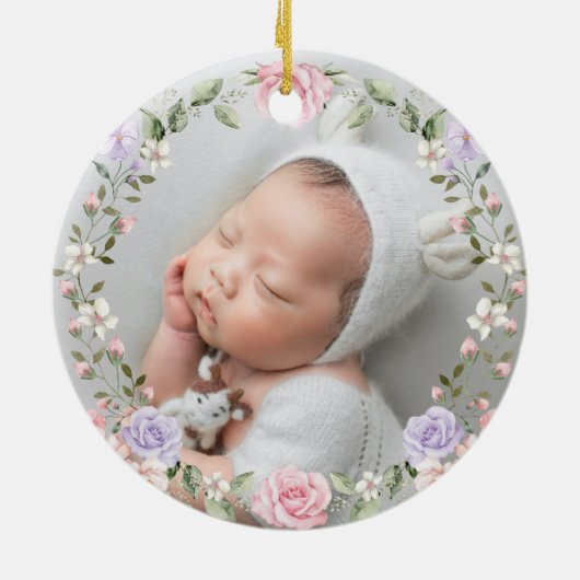 Magical Fairy Princess Girl Baby 1. Weihnachten Keramik Ornament (Hinten)