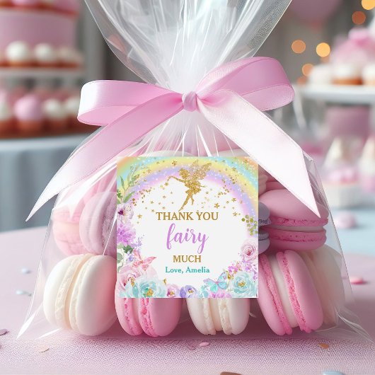 Magical Fairy Rainbow Birthday Favor Stickers Aufkleber