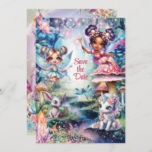 Magical Fairy Save the Date Card Einladung (Vorne/Hinten)