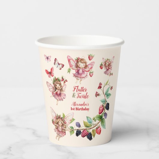Magical Fairy Strawberry Garden Pixie 1. Geburtsta Pappbecher (Rückseite)