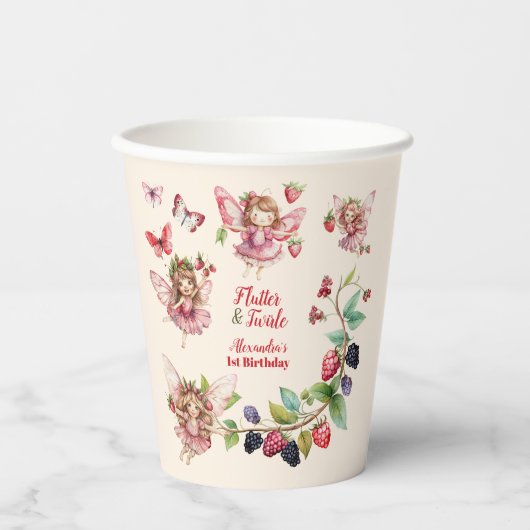 Magical Fairy Strawberry Garden Pixie 1. Geburtsta Pappbecher (Vorderseite)