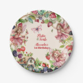 Magical Fairy Strawberry Garden Pixie 1. Geburtsta Pappteller (Vorderseite)