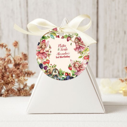 Magical Fairy Strawberry Garden Pixie 1. Geburtsta Runder Aufkleber