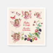Magical Fairy Strawberry Garden Pixie 1. Geburtsta Serviette (Vorderseite)
