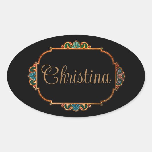 Magical Fairy Tale Fantasy Personalisiert Ovaler Aufkleber (Vorderseite)