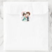 Magical Fairy Tale Wedding - Chibi Couple Runder Aufkleber (Tasche)