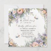 Magical Fairy Tee Party Floral Girl Babydusche Einladung (Vorderseite)