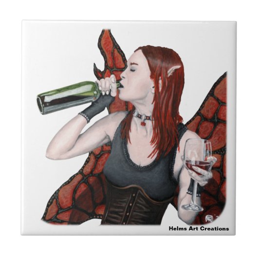 Magical Fairy Wine Drinker Fantasie Dekorative Til Fliese (Vorderseite)
