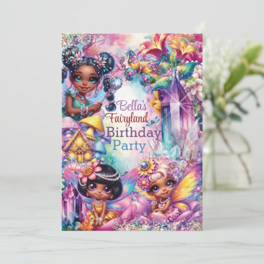 Magical Fairyland Birthday Party Einladung (Stehend Vorderseite)