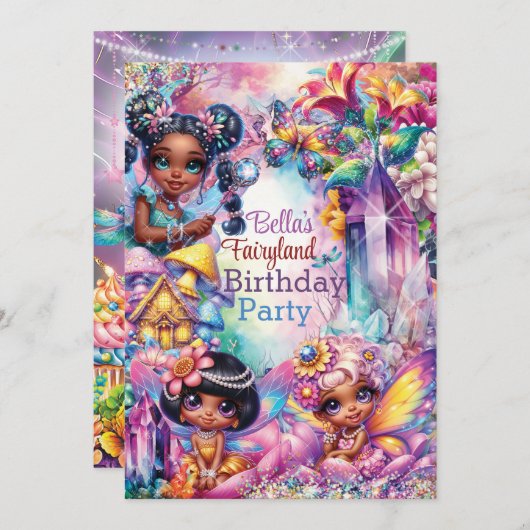 Magical Fairyland Birthday Party Einladung (Vorne/Hinten)