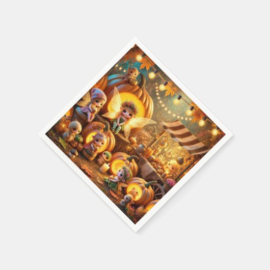 Magical Fall Fairy Pumpkin Patch Découpage Napkins Serviette (Ecke)