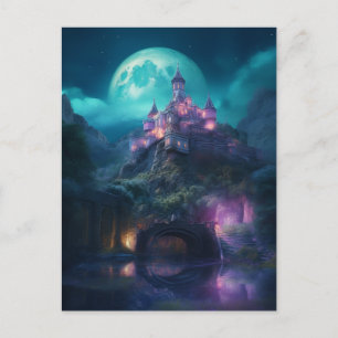 Magical Fantasy Castle Full Moon Postkarte