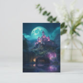Magical Fantasy Castle Full Moon Postkarte (Stehend Vorderseite)