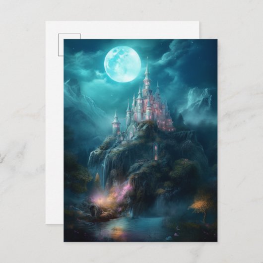 Magical Fantasy Castle Full Moon Postkarte (Vorne/Hinten)