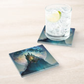 Magical Fantasy Castle Glass Untersetzer (Schrägansicht)