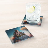 Magical Fantasy Castle Glass Untersetzer (Schrägansicht)