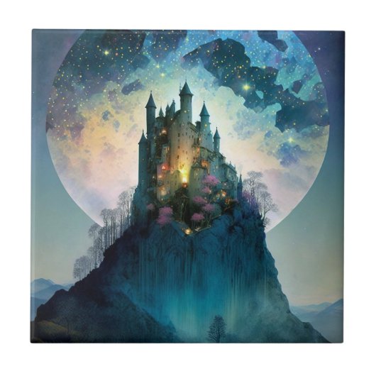 Magical Fantasy Castle Keramik Tile Fliese (Vorderseite)