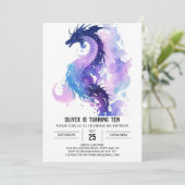 Magical Fierce Dragon Birthday Einladung (Stehend Vorderseite)