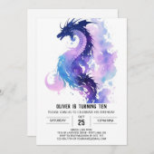 Magical Fierce Dragon Birthday Einladung (Vorne/Hinten)