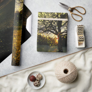 Magical fireflies dreamy landscape geschenkpapier