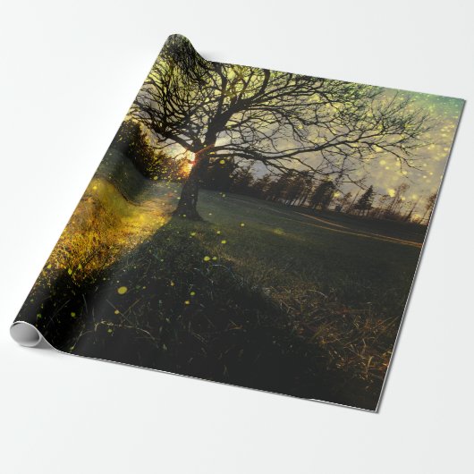 Magical fireflies dreamy landscape geschenkpapier (Ungerollt)